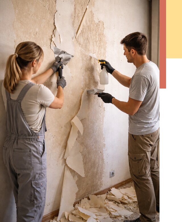 Снятие старых обоев в Луге от 5413 руб. под ключ недорого | ОТДЕЛОЧНИК-Лга