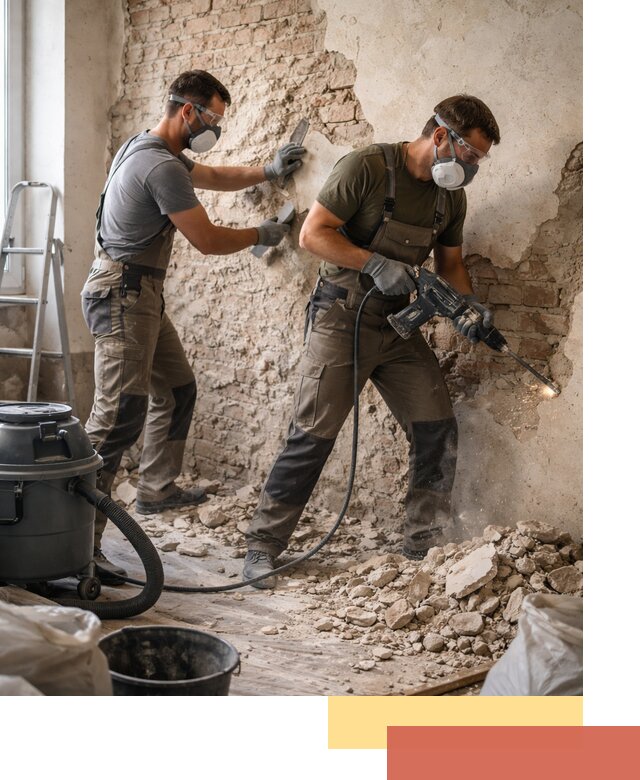 Демонтаж штукатурки со стен в Луге быстро и аккуратно