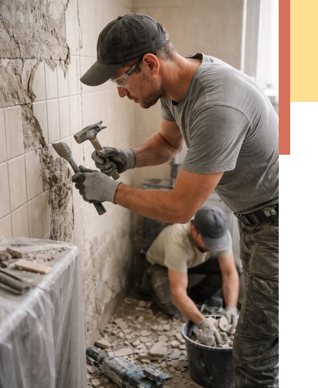 Демонтаж плитки со стен в Луге от 876 руб. — быстро и недорого | ОТДЕЛОЧНИК-Лга