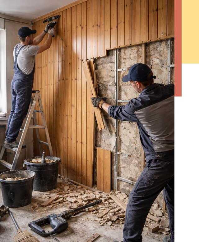 Демонтаж вагонки со стен в Луге от 1495 руб. — снятие, удаление, срочно | ОТДЕЛОЧНИК-Лга