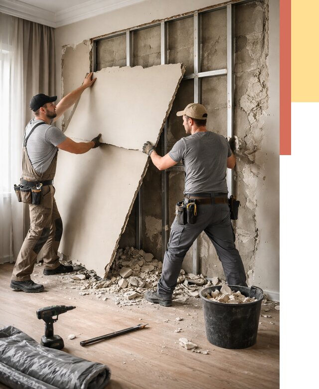 Демонтаж гипсокартона со стен в Луге от 361 руб. — услуги демонтажа | ОТДЕЛОЧНИК-Лга