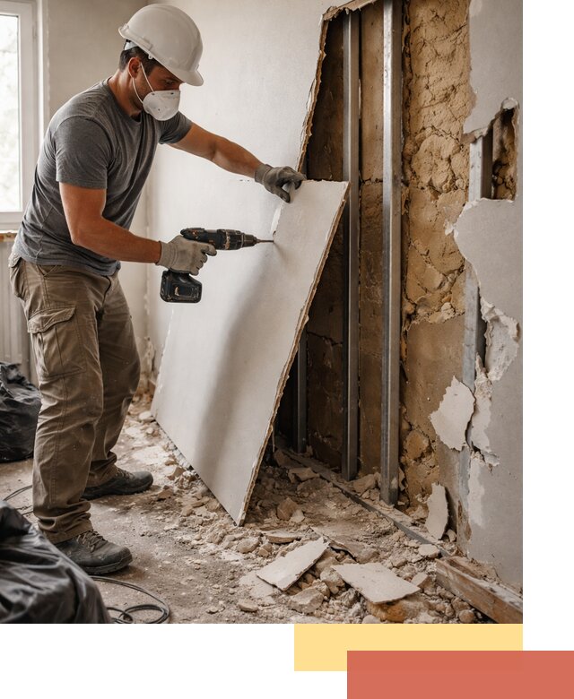 Демонтаж гипсокартона со стен в Луге качественно и быстро