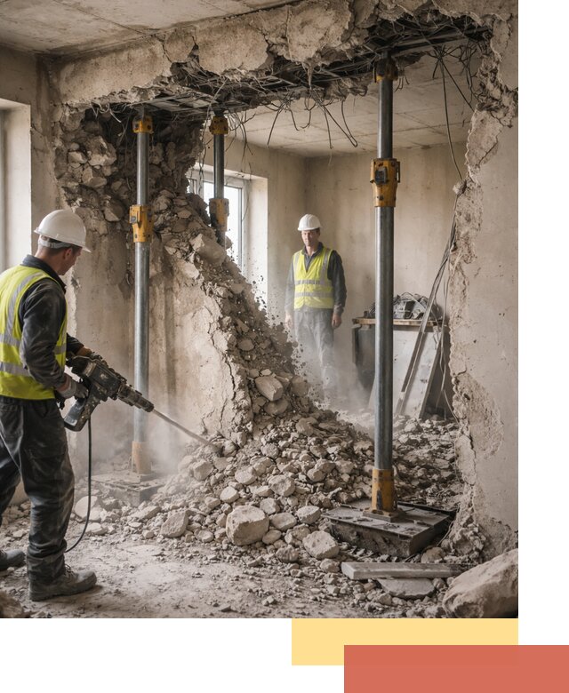 Снос несущих стен в Луге с гарантией безопасности и качества