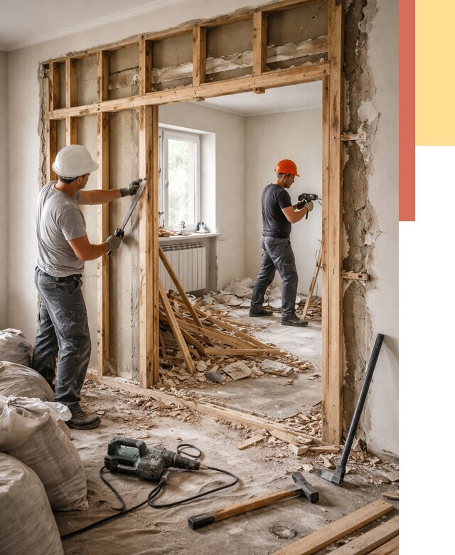 Демонтаж деревянных перегородок в Луге от 3299 руб. — быстро и недорого | ОТДЕЛОЧНИК-Лга