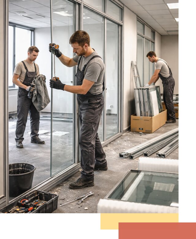 Демонтаж стеклянных перегородок в Луге быстро и безопасно