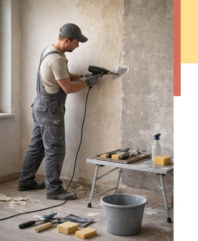 Очистка стен от клея в Луге от 1907 руб. — снятие и удаление клея со стен | ОТДЕЛОЧНИК-Лга