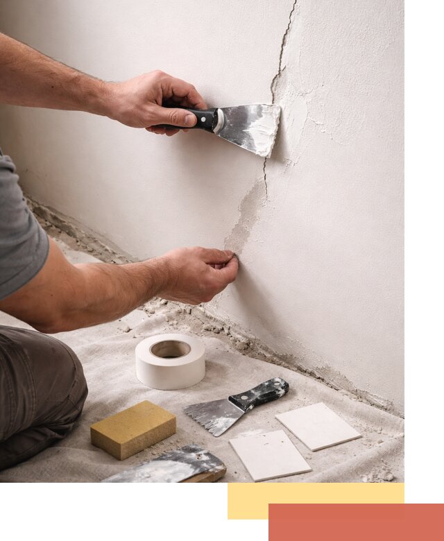 Заделка трещин и сколов в стенах и потолках в Луге