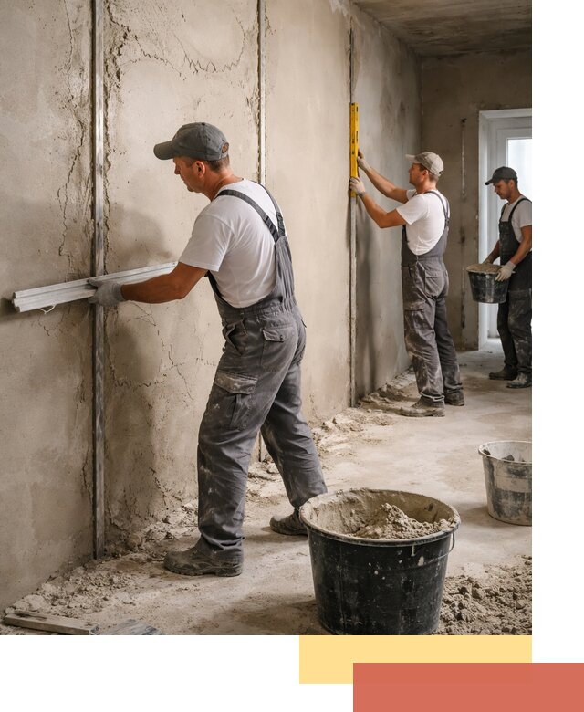 Штукатурка стен по маякам в Луге — точная и ровная поверхность