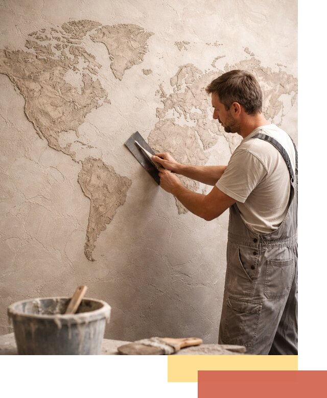 Декоративная штукатурка «Карта мира» под ключ в Луге