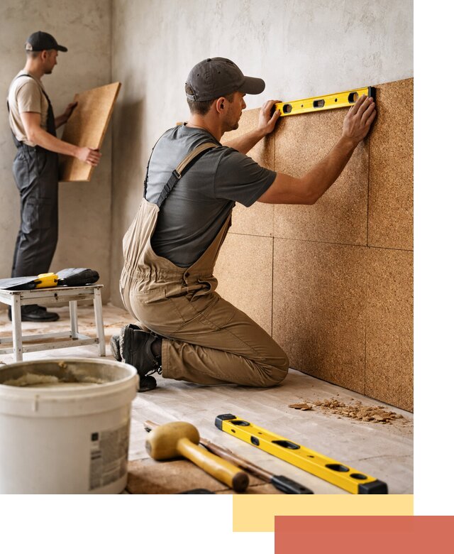 Монтаж пробковых панелей на стены в Луге быстро и качественно