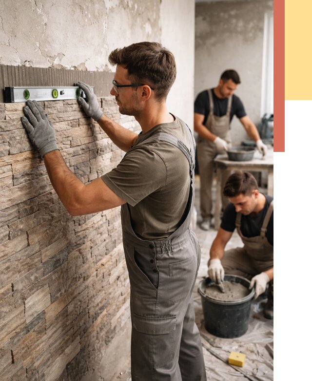 Монтаж искусственного камня в Луге от 4640 руб. под ключ | ОТДЕЛОЧНИК-Лга