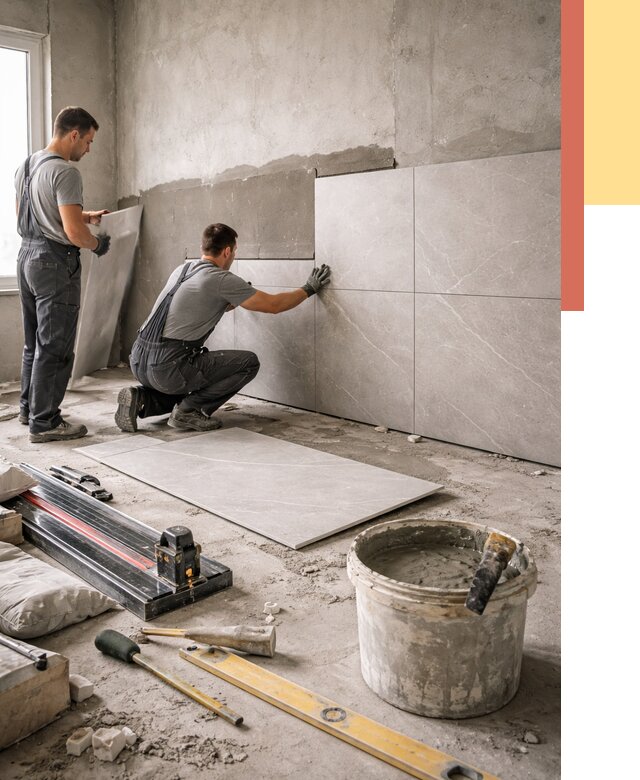 Облицовка стен керамогранитом в Луге от 4330 руб./м² — услуги под ключ | ОТДЕЛОЧНИК-Лга