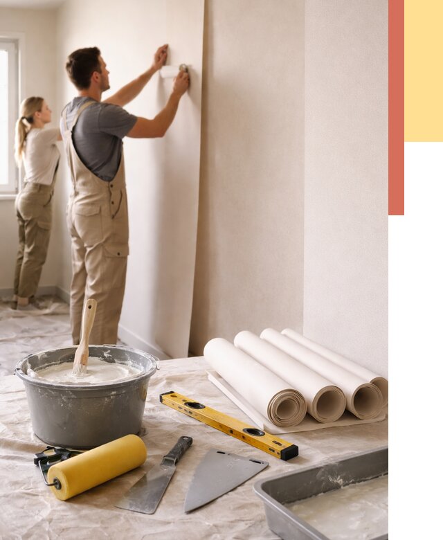 Поклейка бумажных обоев в Луге от 5671 руб./м2 — быстро и недорого | ОТДЕЛОЧНИК-Лга