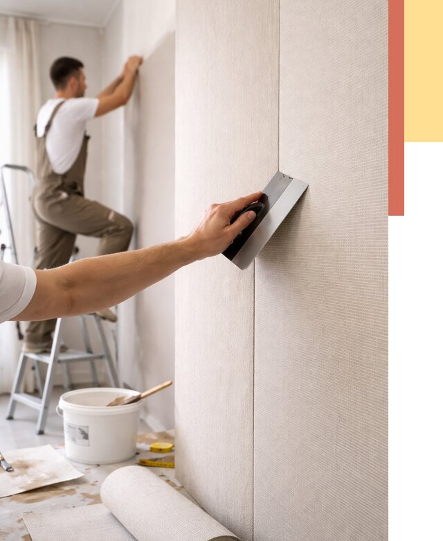 Поклейка текстильных обоев в Луге от 4640 руб. под ключ | ОТДЕЛОЧНИК-Лга