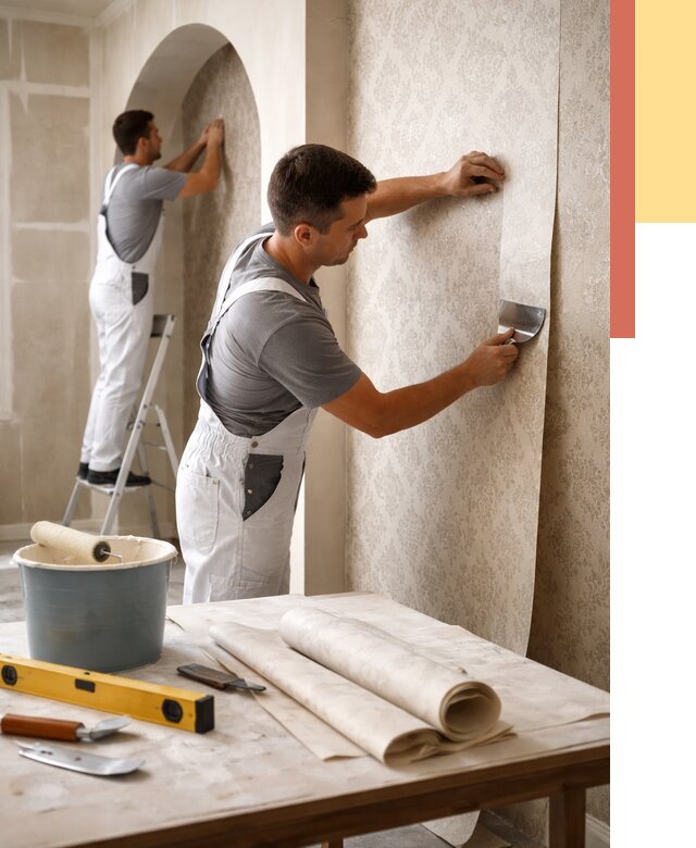 Поклейка обоев на сложные стены в Луге от 2887 руб. под ключ | ОТДЕЛОЧНИК-Лга