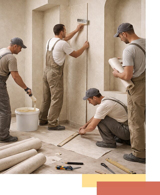 Поклейка обоев на сложные стены и неровные поверхности в Луге