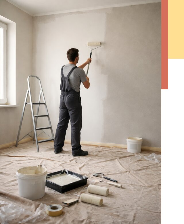 Покраска стен моющейся краской в Луге от 361 руб./м² — быстро и недорого | ОТДЕЛОЧНИК-Лга