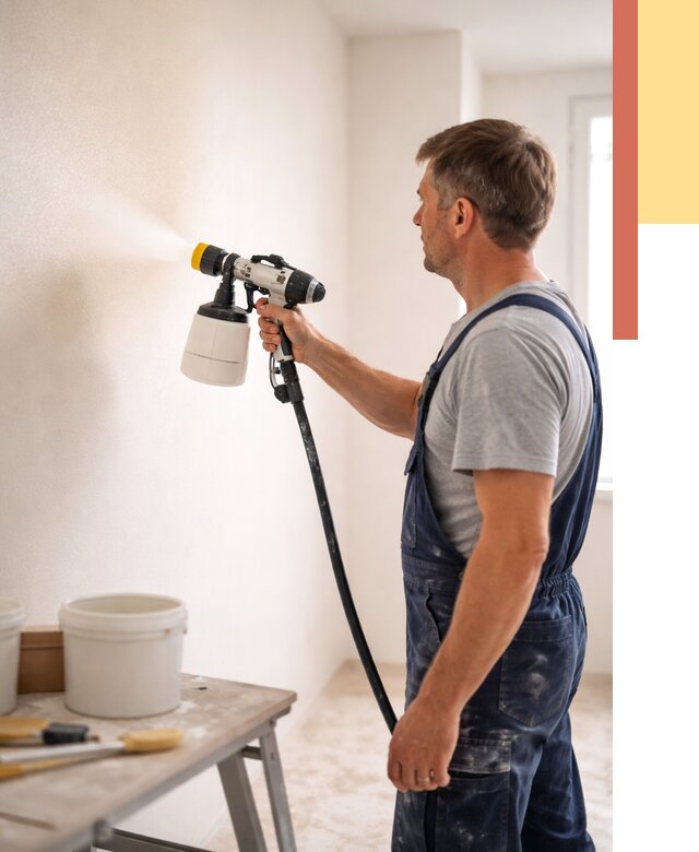 Покраска стен краскопультом в Луге от 7733 руб. — механизированная покраска | ОТДЕЛОЧНИК-Лга