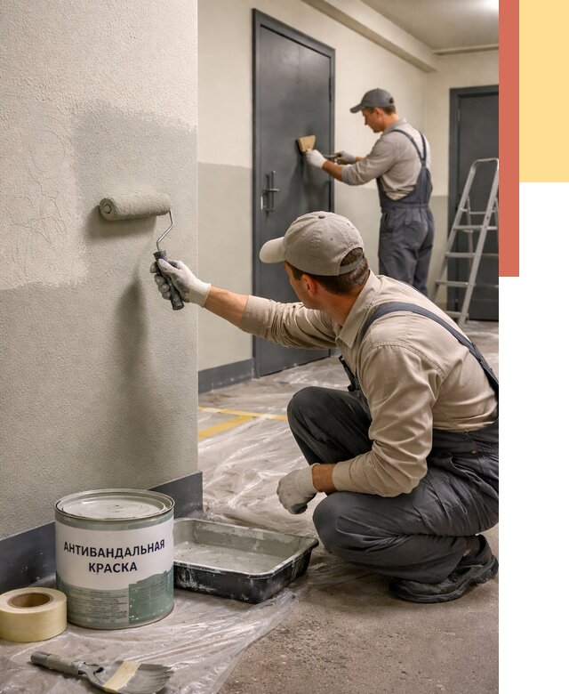 Покраска стен антивандальной краской в Луге от 4640 руб./м² под ключ | ОТДЕЛОЧНИК-Лга