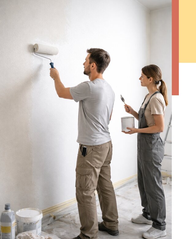 Окраска стен по стеклохолсту в Луге от 4640 руб/м² под ключ | ОТДЕЛОЧНИК-Лга