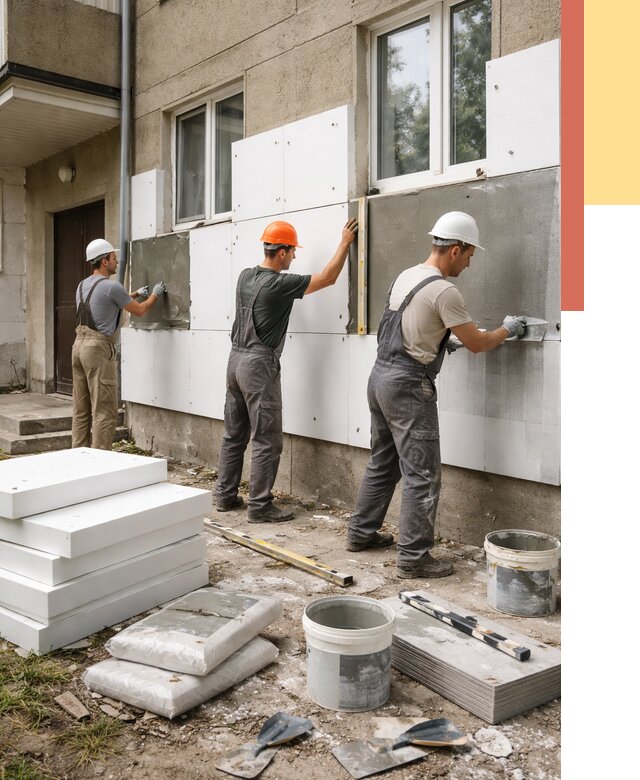 Утепление стен пенопластом в Луге от 1804 руб. — недорого и под ключ | ОТДЕЛОЧНИК-Лга