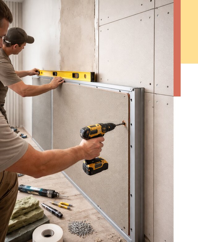 Шумоизоляция стен панелями ЗИПС в Луге от 2268 руб./м² под ключ | ОТДЕЛОЧНИК-Лга