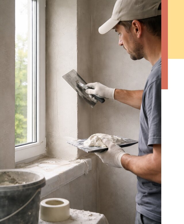 Штукатурка откосов в Луге от 4640 руб/м² — услуги и выравнивание под ключ | ОТДЕЛОЧНИК-Лга