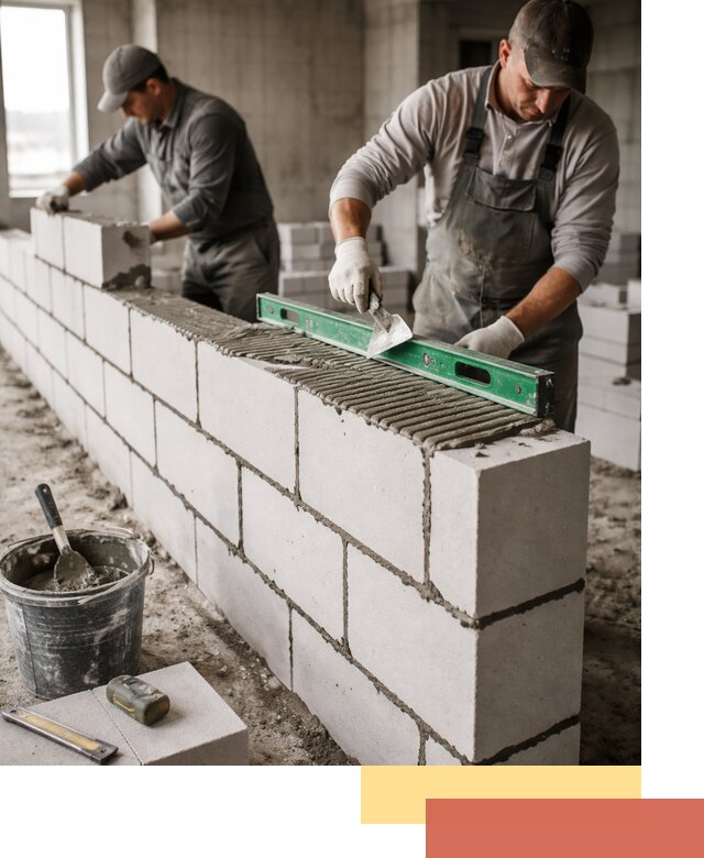 Кладка перегородок из газобетона в Луге быстро и качественно