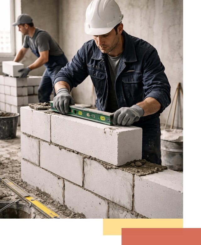 Кладка перегородок из пеноблока под ключ в Луге