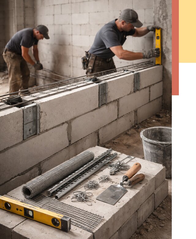 Армирование кладки перегородок в Луге от 773 руб. под ключ | ОТДЕЛОЧНИК-Лга