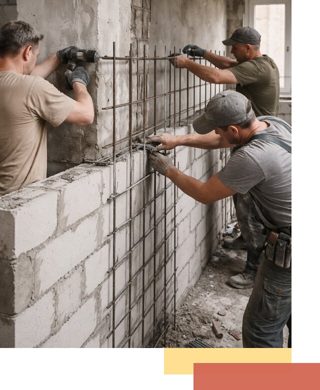Армирование кладки перегородок в Луге профессионально и надёжно