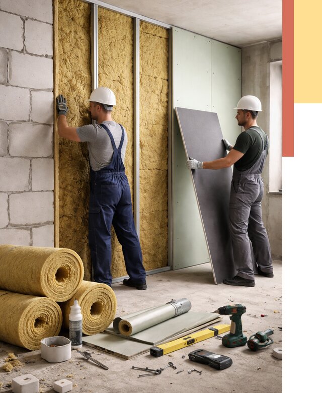 Шумоизоляция перегородок из блоков в Луге от 1907 руб./м² — быстро и недорого | ОТДЕЛОЧНИК-Лга