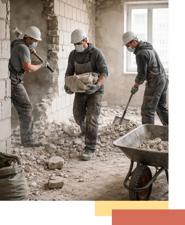 Демонтаж блочных перегородок в Луге быстро и аккуратно