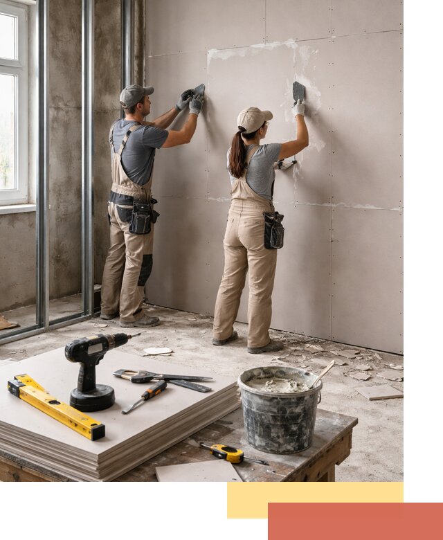 Монтаж двухслойной перегородки из гипсокартона в Луге