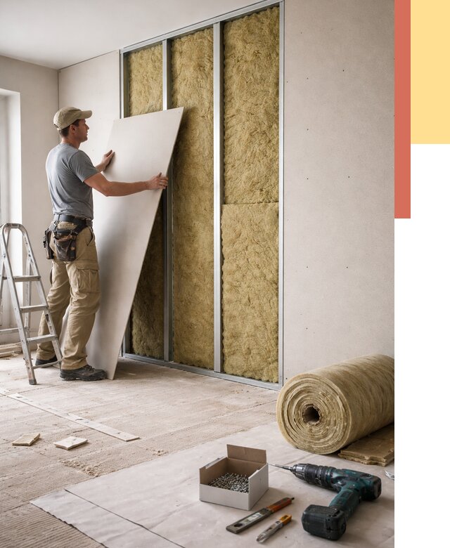 Перегородка из гипсокартона с шумоизоляцией в Луге от 3217 руб. | ОТДЕЛОЧНИК-Лга