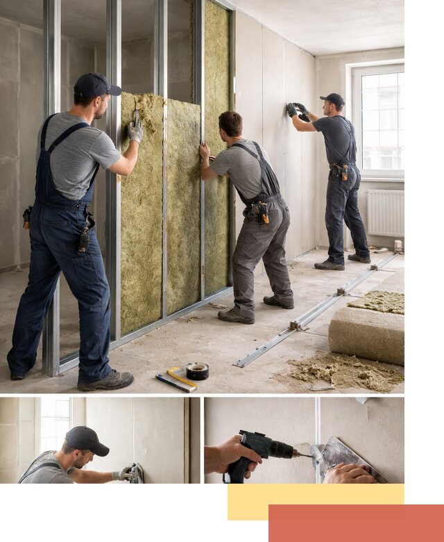 Перегородка из гипсокартона с шумоизоляцией в Луге — монтаж под ключ