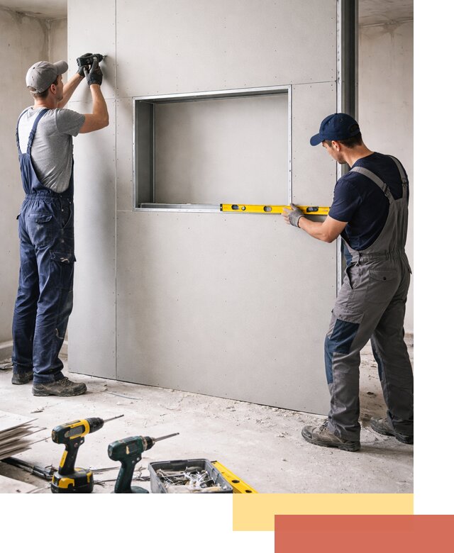 Перегородка из гипсокартона с нишей под декор в Луге