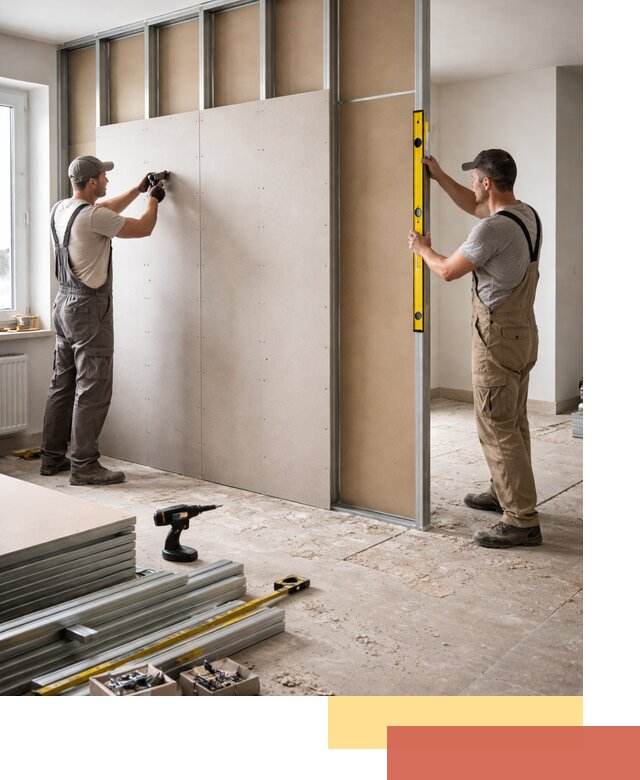 Зонирующая перегородка из гипсокартона под ключ в Луге