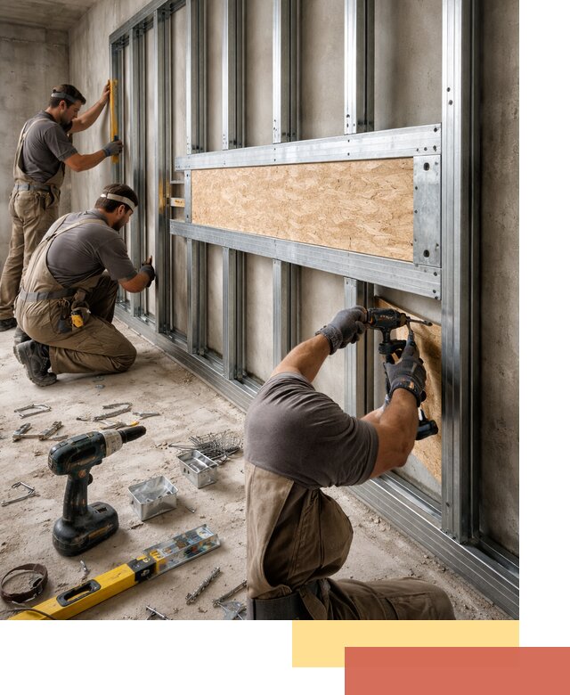 Усиленная перегородка для крепления тяжёлых конструкций в Луге