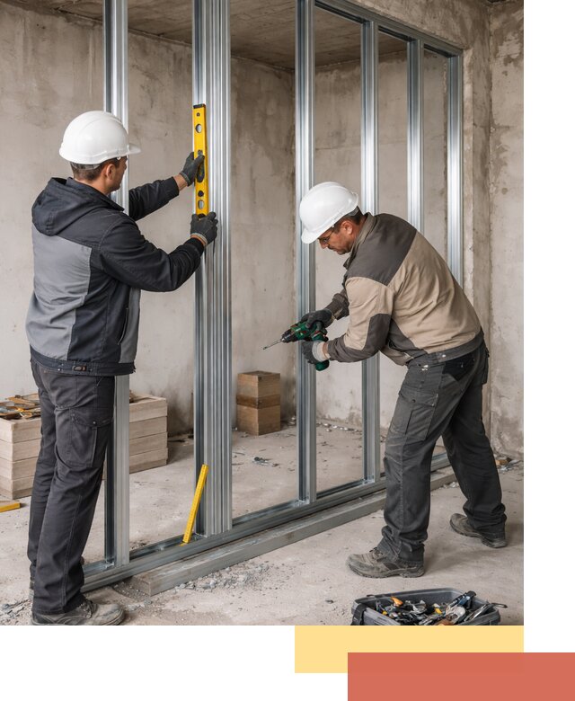 Монтаж каркаса перегородки из профиля в Луге