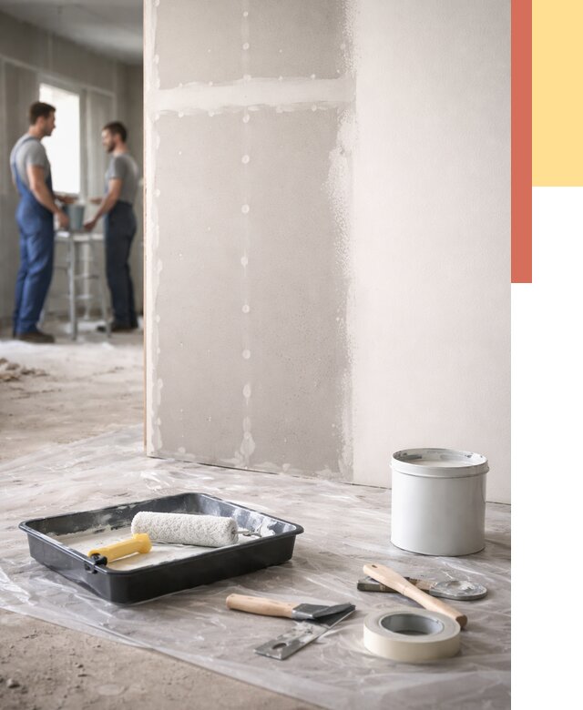 Покраска перегородок из гипсокартона в Луге от 4640 руб. под ключ | ОТДЕЛОЧНИК-Лга