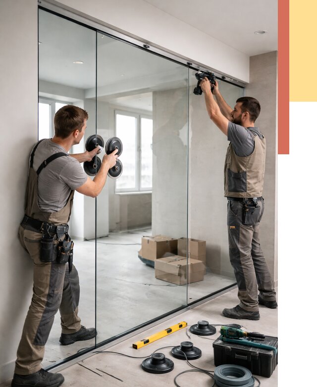 Монтаж стеклянных перегородок в Луге от 6702 руб. | ОТДЕЛОЧНИК-Лга