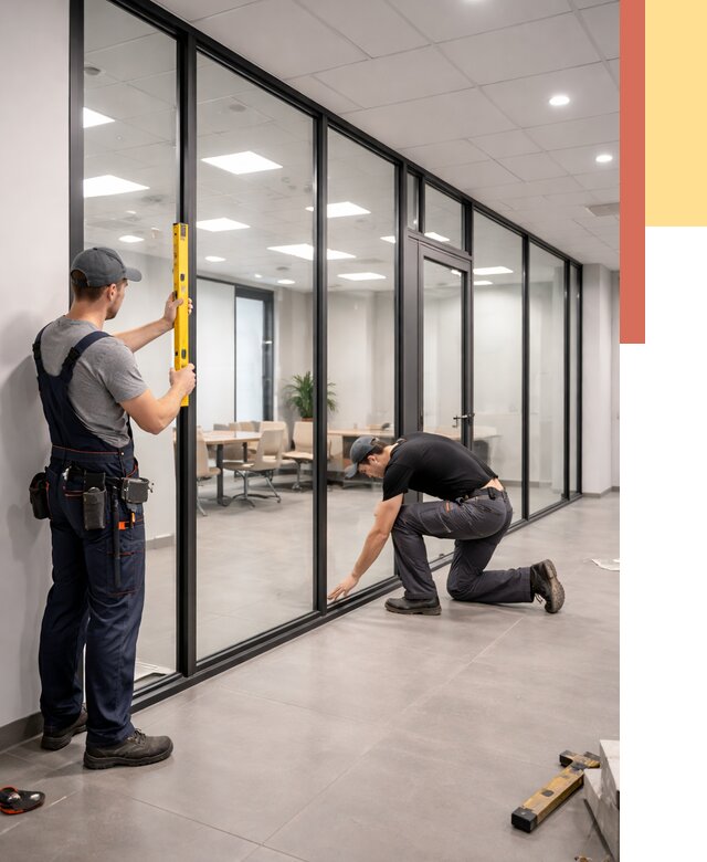 Каркасные стеклянные перегородки в Луге под ключ от 9485 руб. | ОТДЕЛОЧНИК-Лга