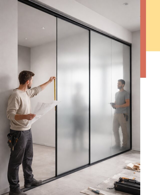 Матовые стеклянные перегородки в Луге от 8764 руб. — монтаж и установка | ОТДЕЛОЧНИК-Лга