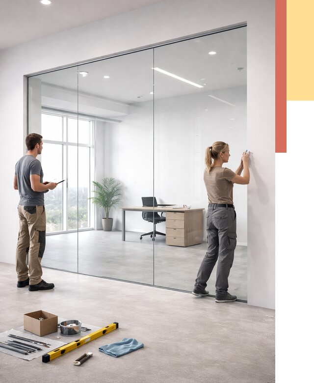 Перегородки из закаленного стекла в Луге от 9795 руб. под ключ | ОТДЕЛОЧНИК-Лга