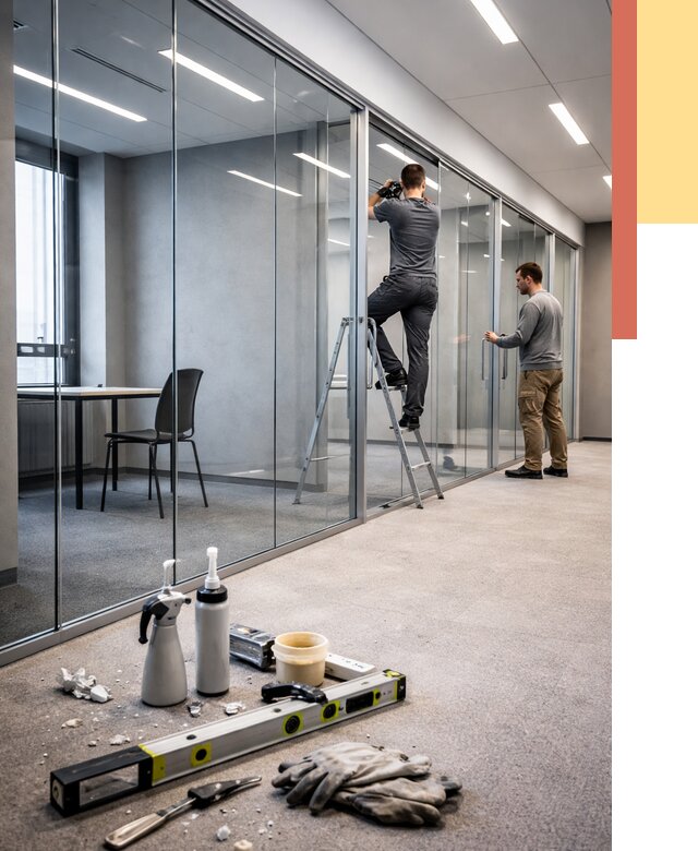 Стеклянные офисные перегородки в Луге от 8764 руб. — монтаж и установка | ОТДЕЛОЧНИК-Лга