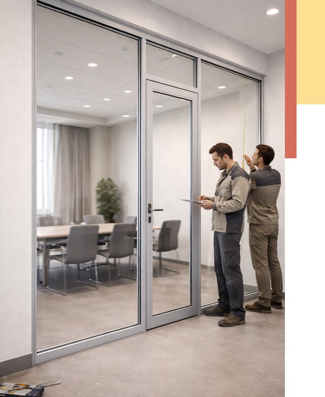 Установка и монтаж алюминиевых перегородок со стеклом в Луге от 8454 руб. | ОТДЕЛОЧНИК-Лга