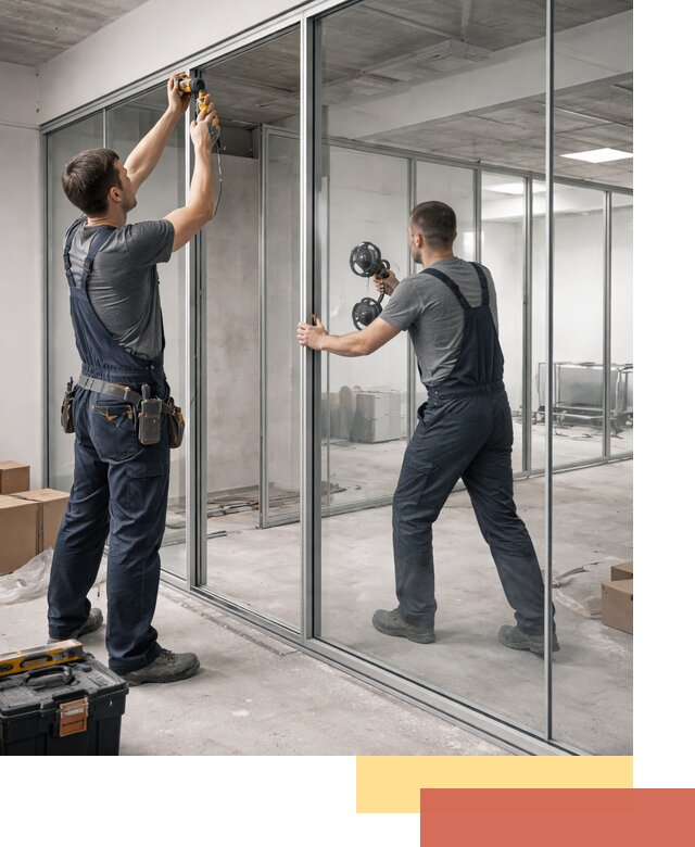 Алюминиевые перегородки со стеклом в Луге — изготовление и монтаж