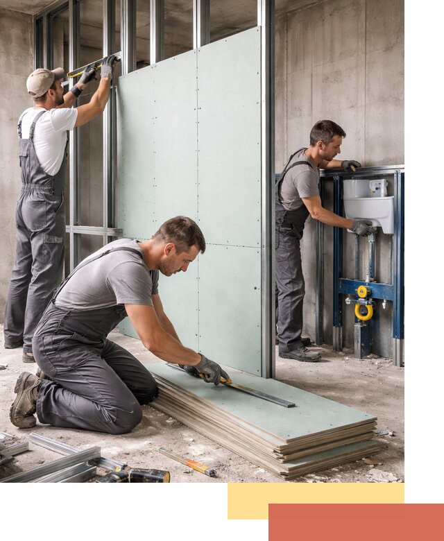 Монтаж и ремонт сантехнических перегородок в Луге