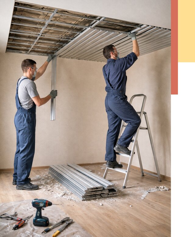 Демонтаж реечного потолка в Луге от 4640 руб. быстро и недорого | ОТДЕЛОЧНИК-Лга